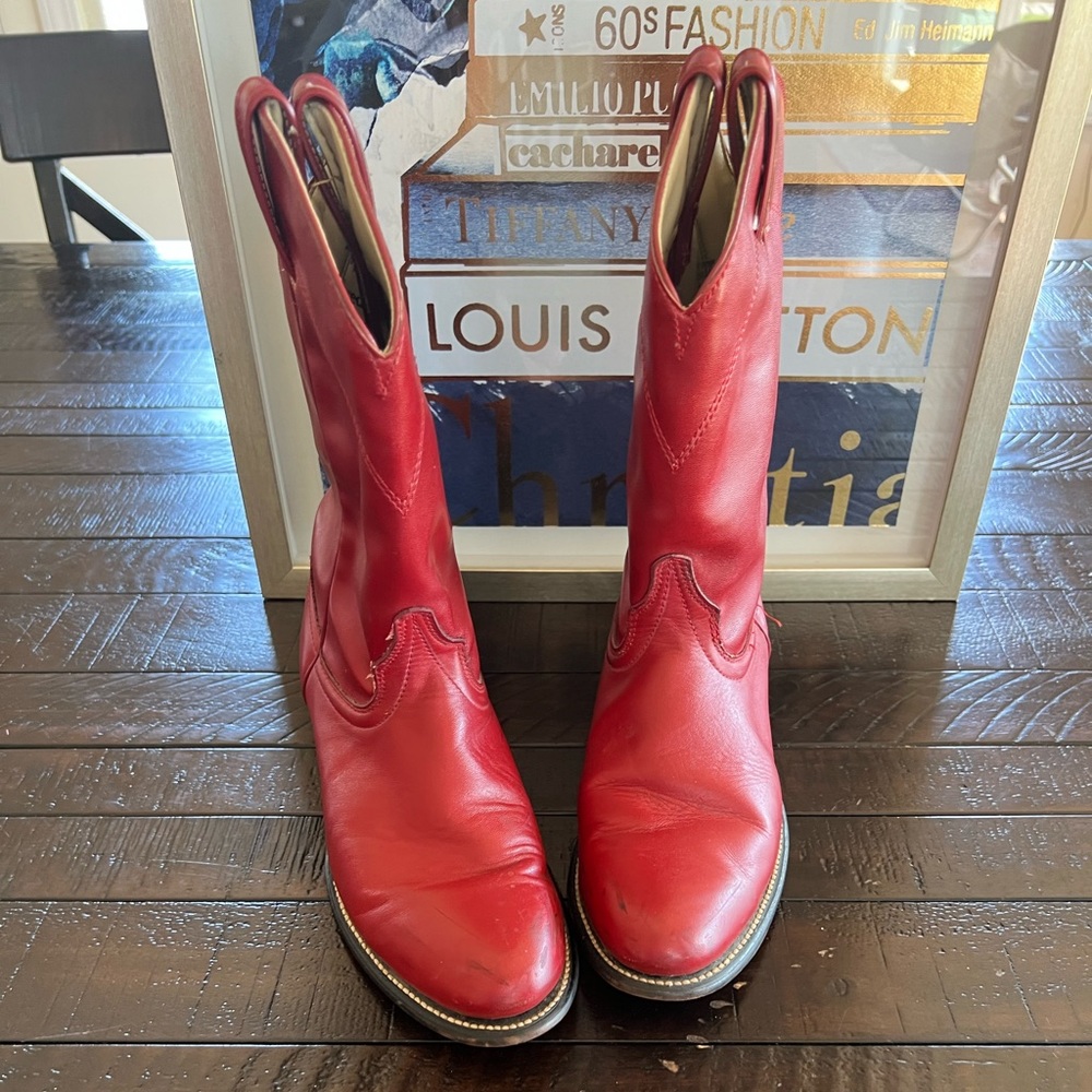 Laredo Cherry Red Vintage Roper Boots Size 7.5.